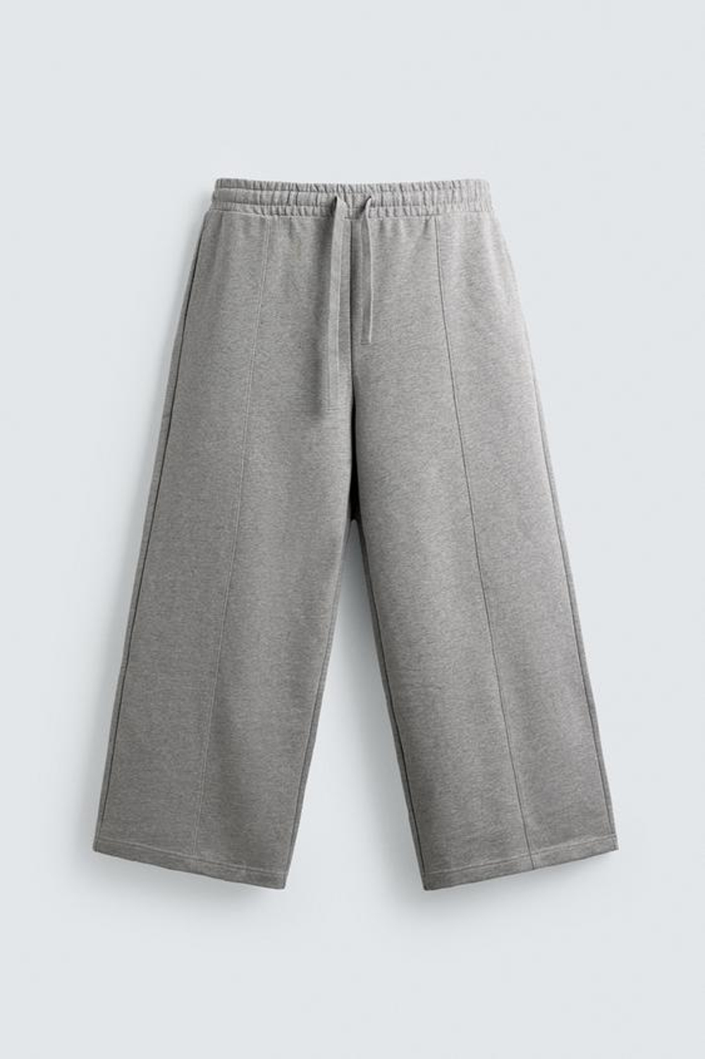 ZARA БРЮКИ WIDE FIT С ДЕКОРАТИВНЫМИ ШВАМИ, СЕРЫЙ МЕЛАНЖ