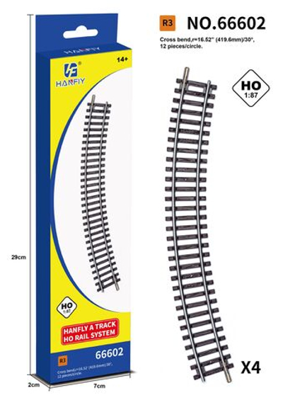 Рельсы для железной дороги HanFly Metal Model Train, метал, 4шт - HF66602 , полностью совместим c любой серией HO 1:87 , Возрастные ограничения от 14+