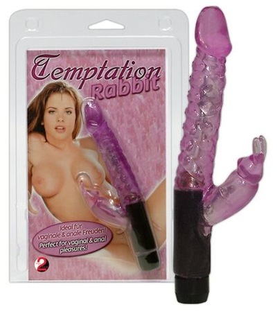 Тонкий фиолетовый вибратор Temptation Rabbit - 15 см. (Цвет: фиолетовый)