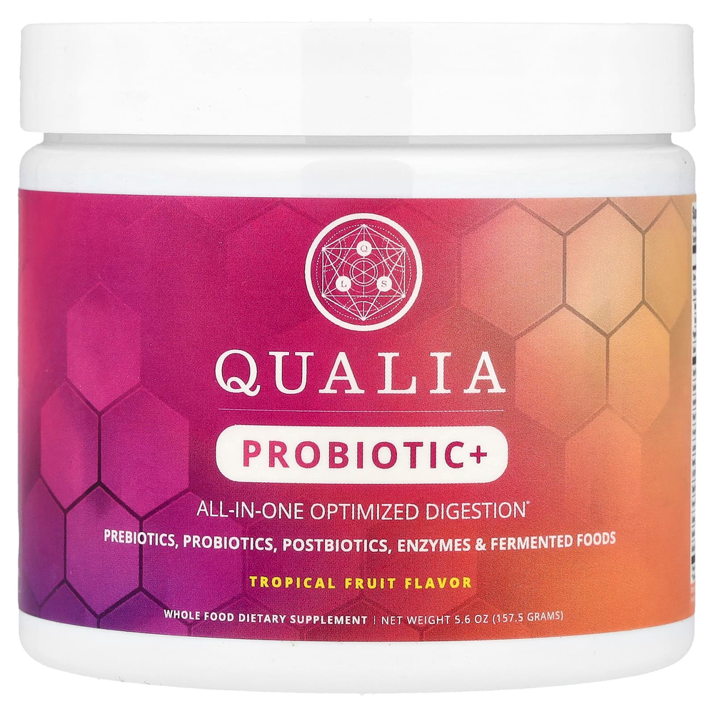 Qualia, Probiotic +, тропические фрукты, 157,5 г (5,6 унции)
