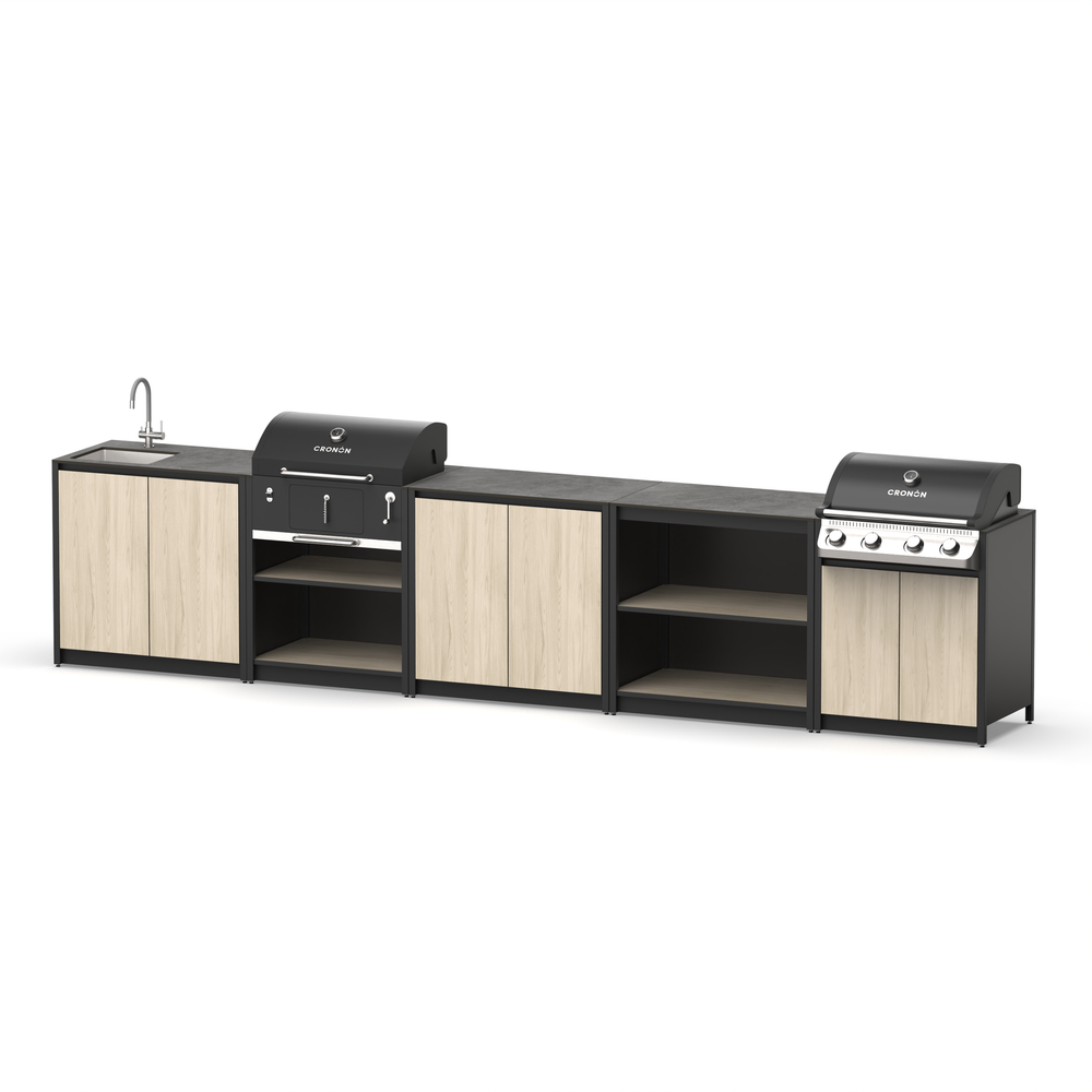 Барбекю комплекс Lounge F-116SGB, 4.3 м, дуб сонома/черный мрамор