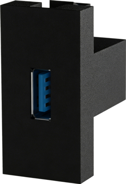 Розетка информационная USB для передачи данных,  1мод.,  черн. матовая (22.5х45мм),  USB3.0