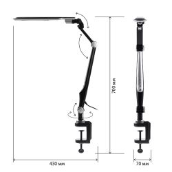 Настольный светильник ЭРА NLED-496-12W-BK светодиодный на струбцине черный | Светодиодные настольные лампы