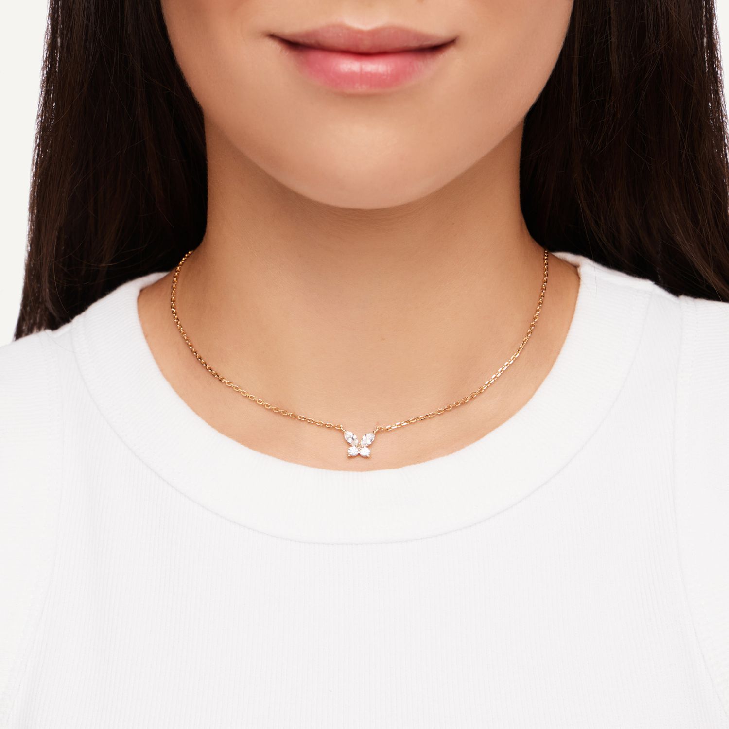 Колье Crystal Butterfly Necklace - Gold