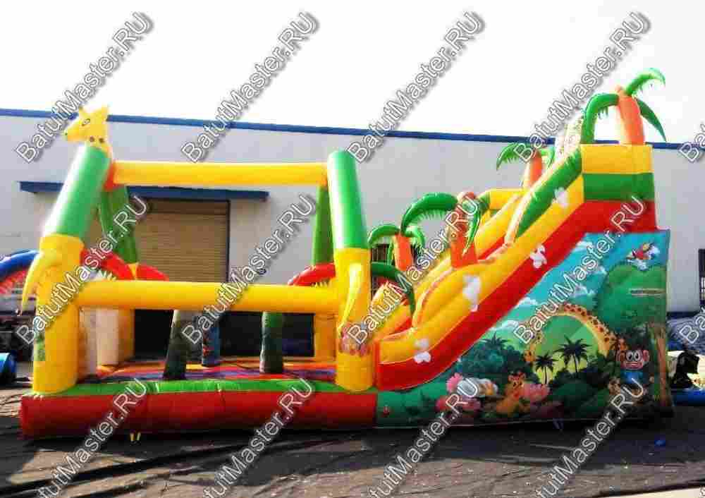 Коммерческий надувной батут "В гостях у жирафа", 9x4x5 м