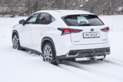 Фаркоп PT GROUP /съемный квадрат/ с нержавеющей накладкой для TOYOTA RAV4 2013-2018/ LEXUS NX (с одной выхлопной трубой) 2014-(паспорт и сертификат в комплекте)(без электрики) арт.LNX-20-991124.00