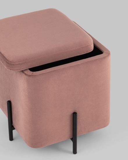 Пуф Грейс квадрат с ящиком велюр пыльно-розовый