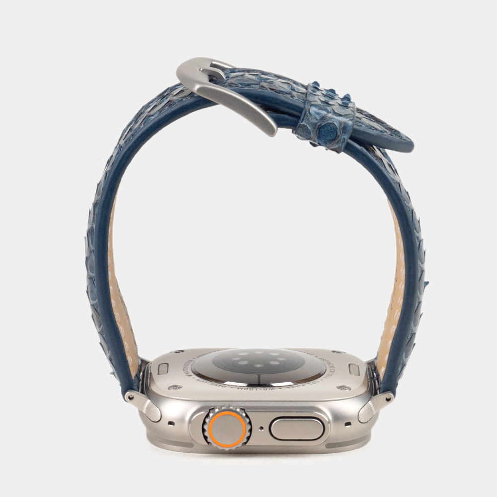 Ремешок для Apple Watch Ultra 49mm из кожи питона, синего цвета