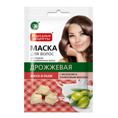 ФК Народные рецепты Маска д/волос Дрожжевая 30мл