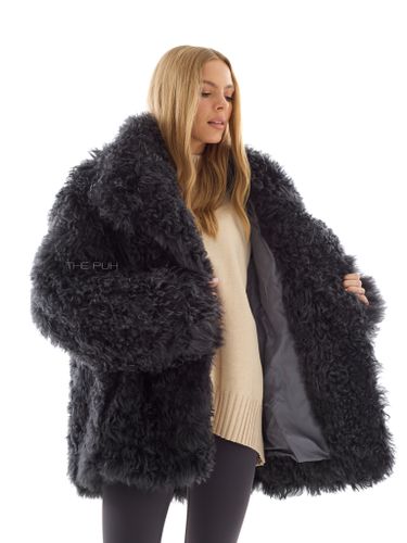 Графитовая шуба из овчины калган