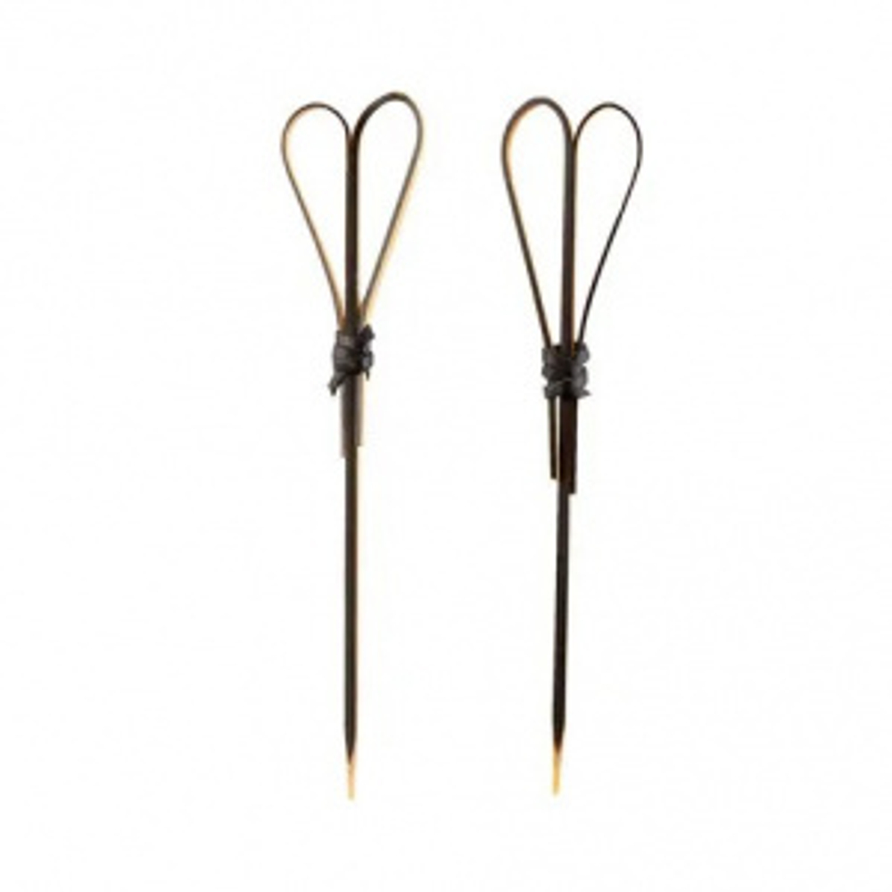 Пика бамбуковая УЗЕЛОК-СЕРДЕЧКО 12 см цвет черный (100 шт)