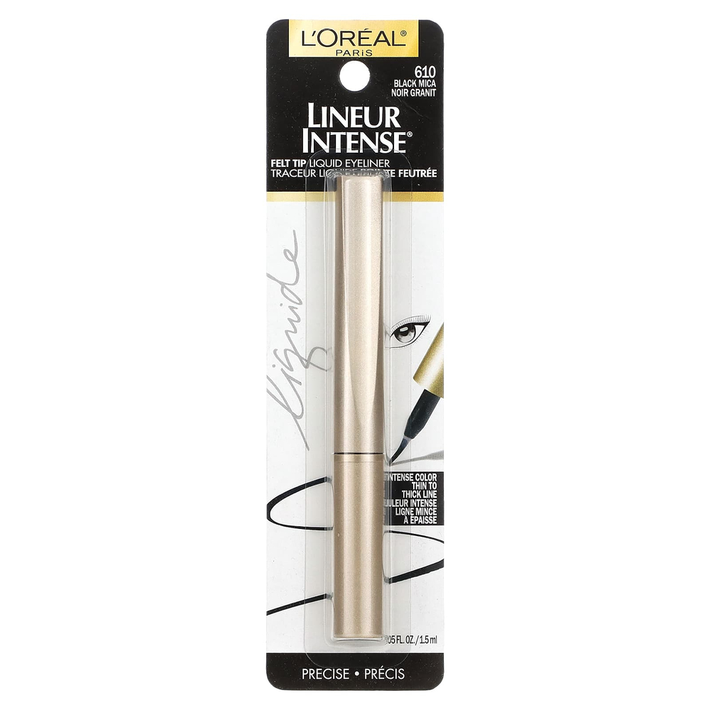 L'Oréal, Lineur Intense, фломастер, жидкая подводка для глаз, оттенок 610 черная слюда, 1,5 мл (0,05 жидк. унции)