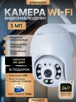 Камера видеонаблюдения уличная wi-fi 5МП + 128Гб