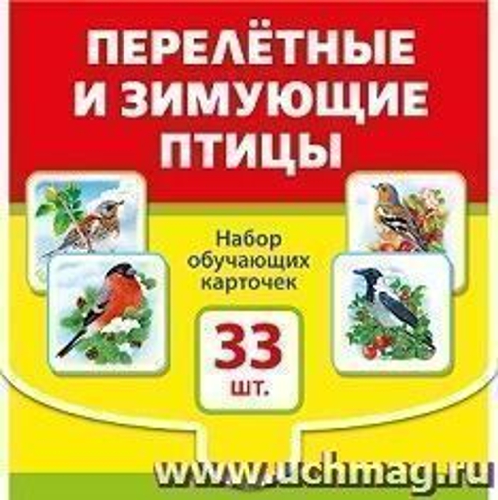 Обучающие карточки. Набор обучающих карточек "Перелетные и зимующие птицы". 33 карточки. 3+