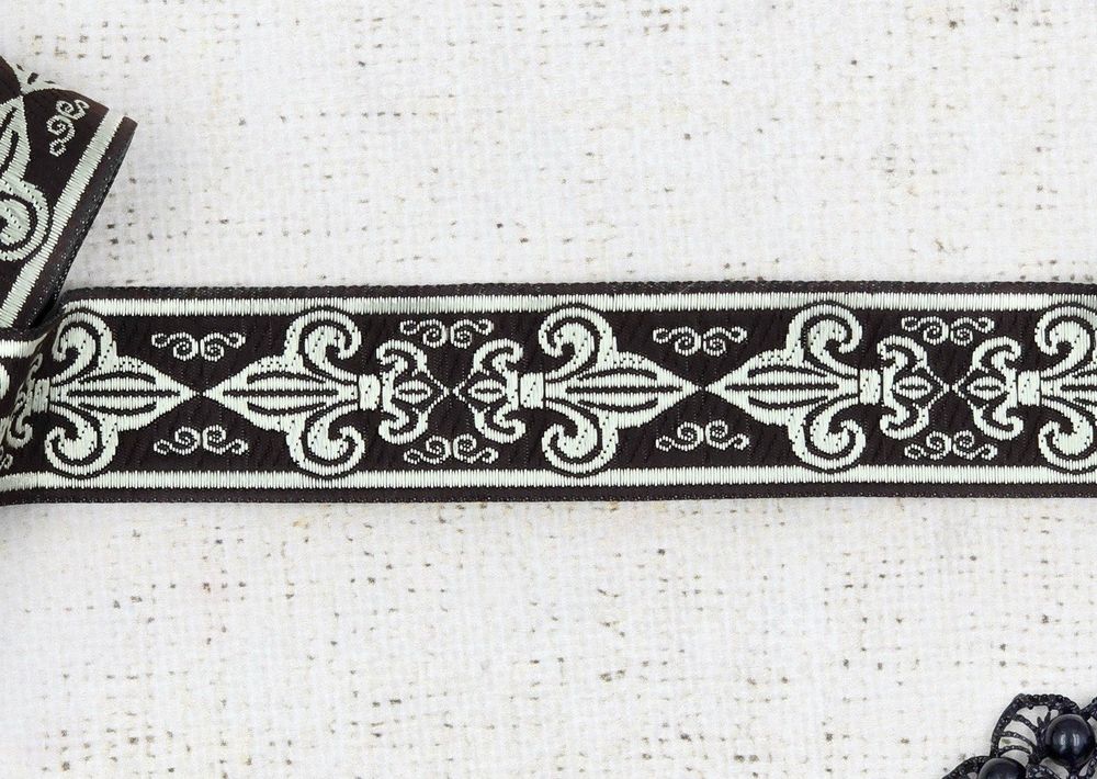 Тесьма жаккард, ш. 3,2 см, коричневый