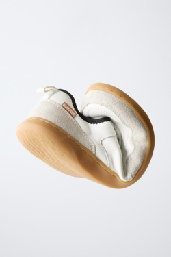 ZARA КОЖАНЫЕ КРОССОВКИ, БЕЛЫЙ