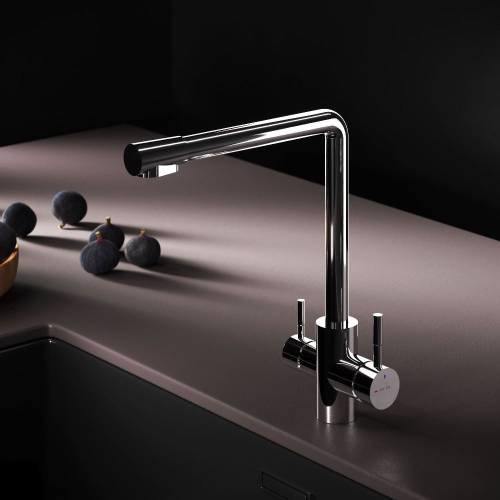 Смеситель для кухни с L-изливом с каналом для питьевой воды, хром AM.PM X-Joy S F85B05700