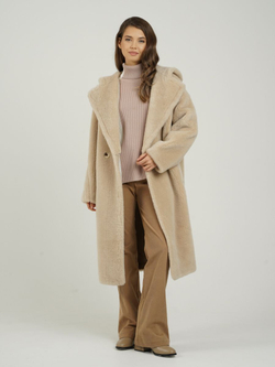 Шуба женская чебурашка тедди из эко меха, бежевая, SilverFox