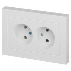 Розетка Intro Accent 6-204-01 двойная 2х2P 16А-250В IP20 СУ AL/CU белый | Intro