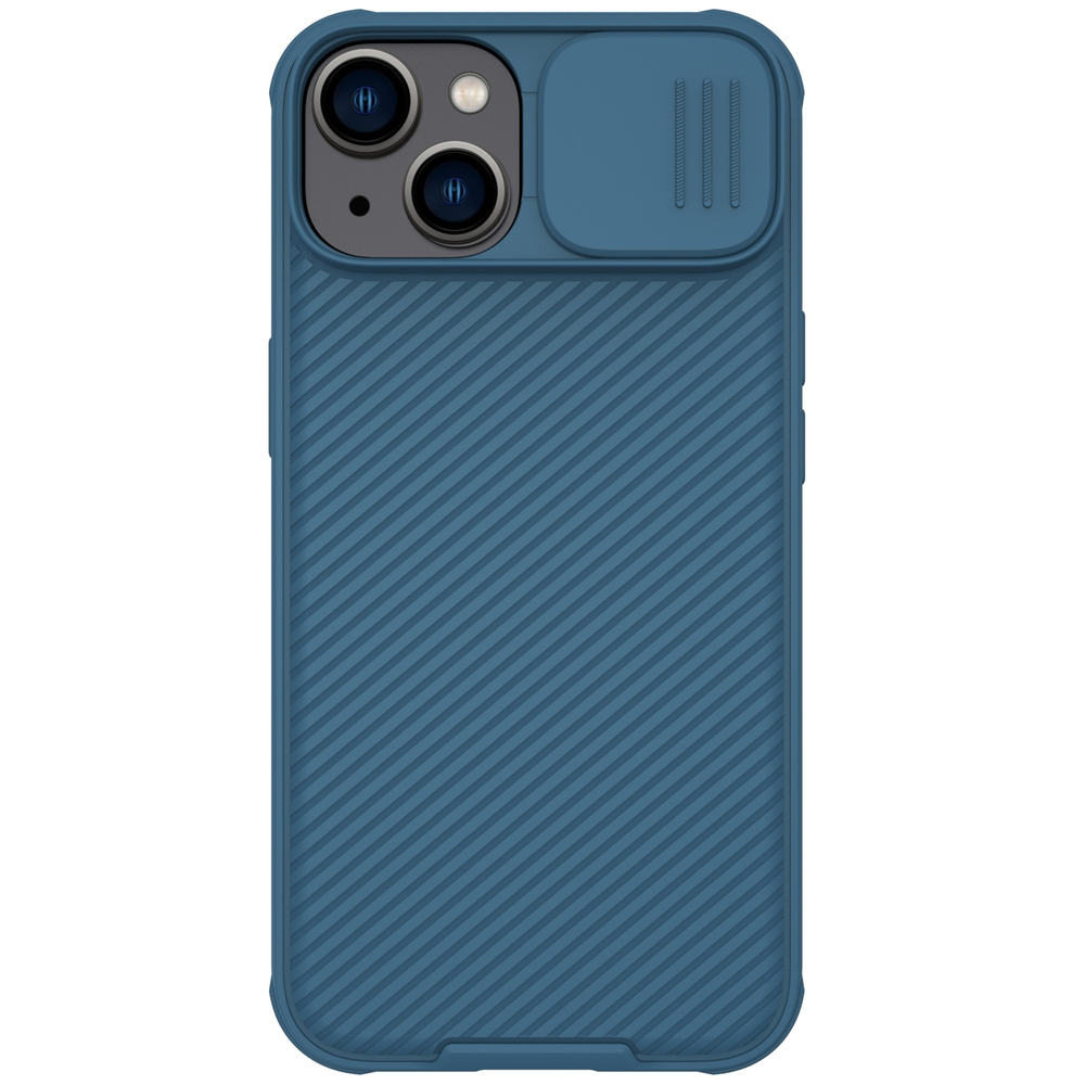 Чехол синего цвета с защитной шторкой для задней камеры для iPhone 13 и 14 от Nillkin, серия CamShield Pro Case