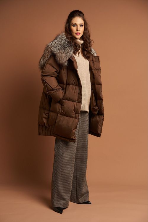 Пуховик с капюшоном (Натуральная Лиса)