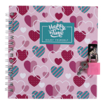 Блокнот "Сердце" на гребне, 45 л, с замочком, 4 вида микс