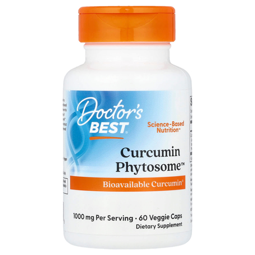 Doctor's Best, Curcumin Phytosome™, фитосомы куркумина, 60 растительных капсул (500 мг в 1 капсуле)