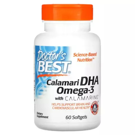 Doctor's Best, Омега-3 с кальмаром, Calamari DHA Omega-3 with Calamarine, 60 капсул