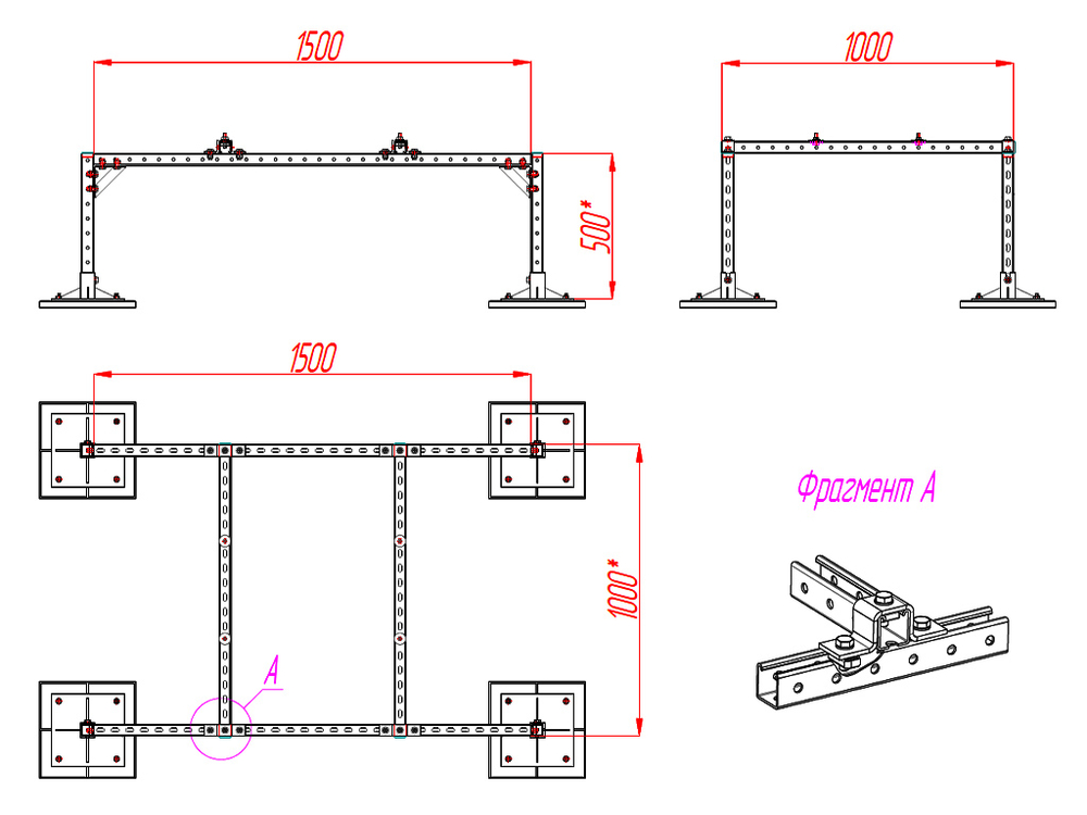 ТМС опорная конструкция до 150 кг (опоры 25ЛС)