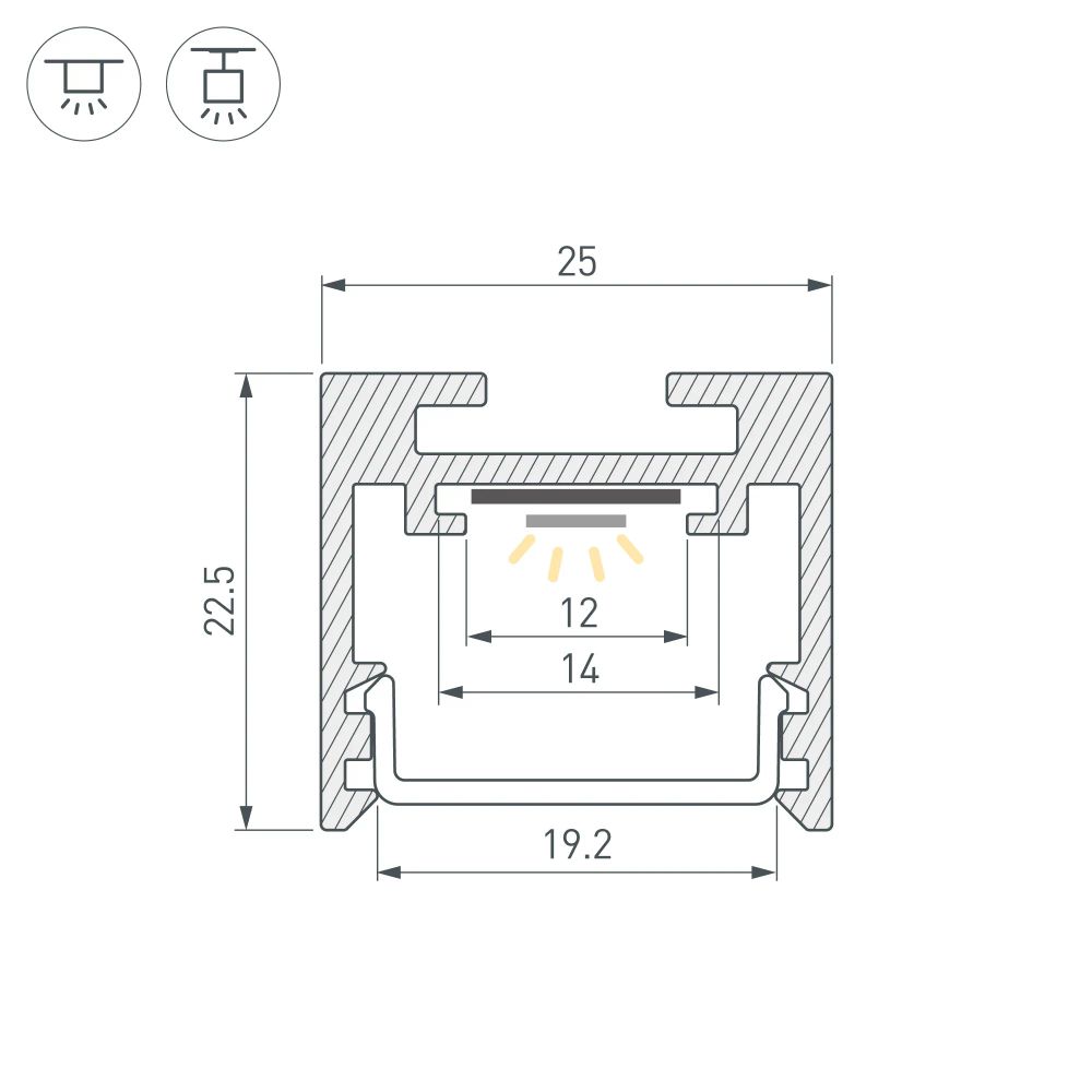 Профиль SL-LINE-2522-2500 BLACK (Arlight, Алюминий) 033737