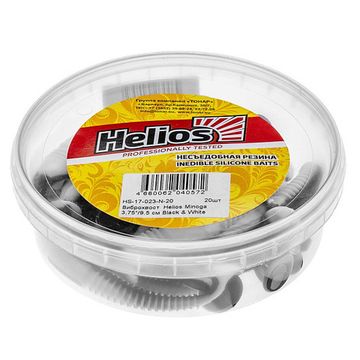 Виброхвост несъедоб. Minoga 3,75'/9.5 см Black & White 20шт. (HS-17-023-N-20) Helios