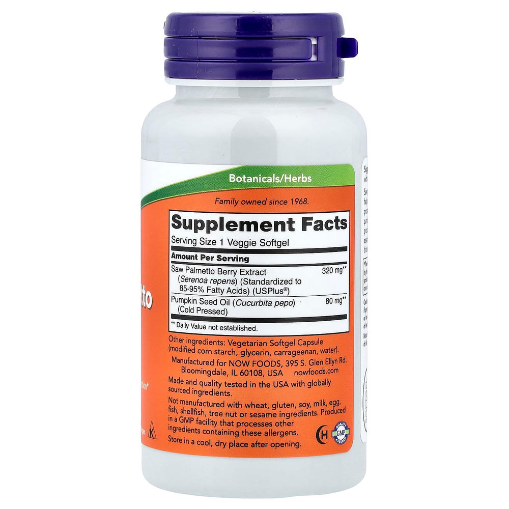 NOW Foods, экстракт серенои, 90 растительных капсул