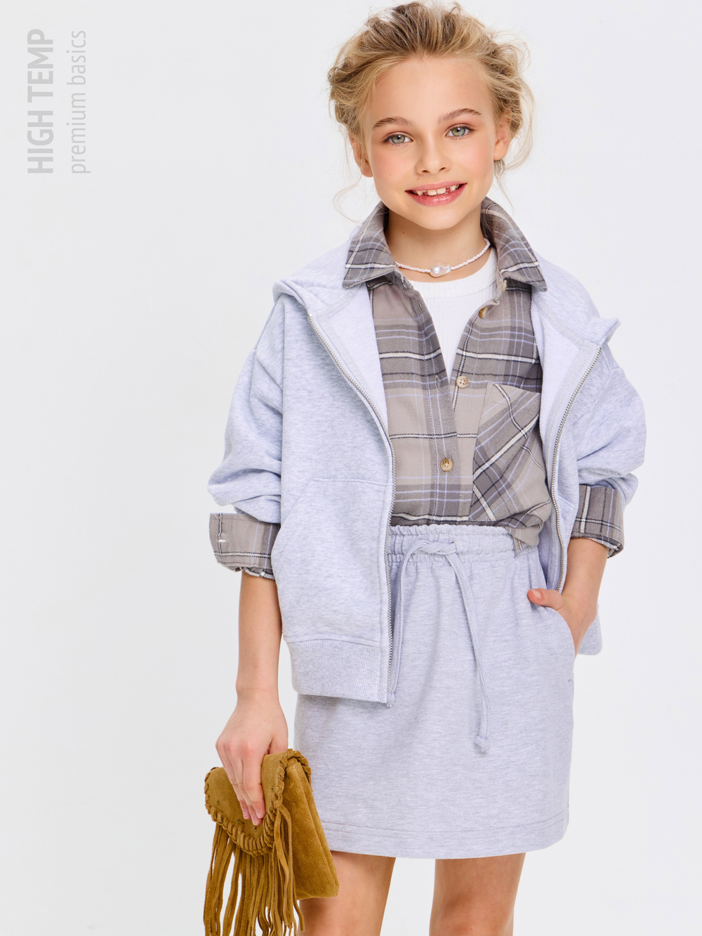 Мини юбка из футера с карманами