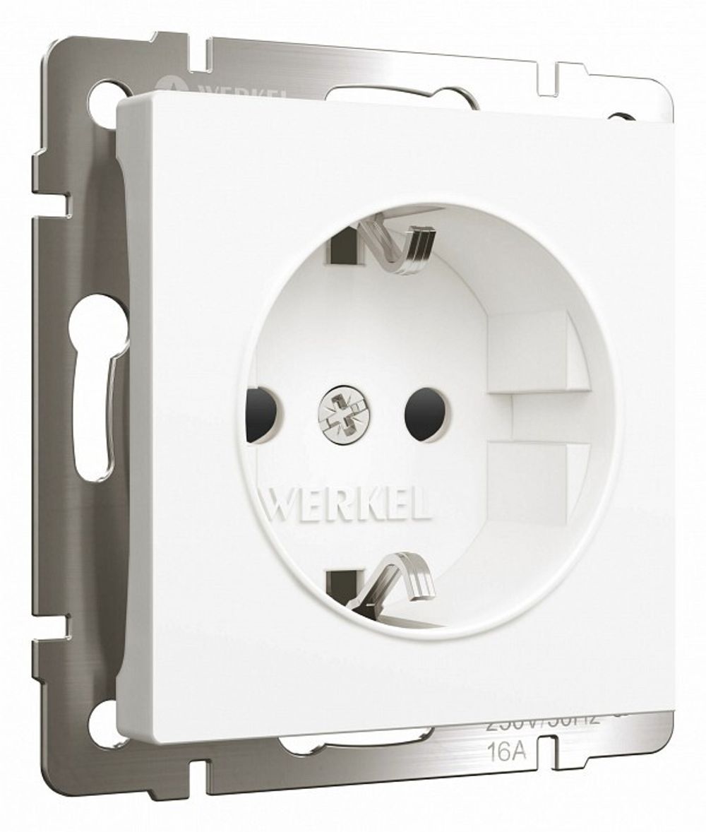 Розетка с заземлением и со шторками, без рамки Werkel белый матовый W1171161