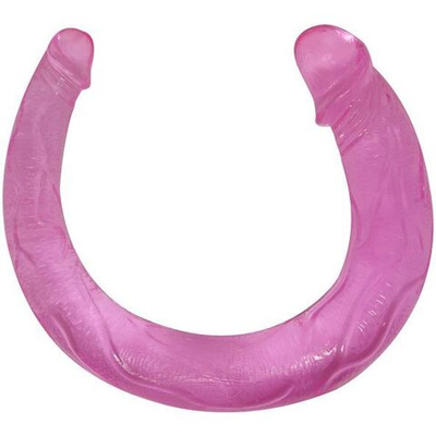 Розовый двусторонний фаллоимитатор из упругого геля - 42 см. (Цвет: розовый)