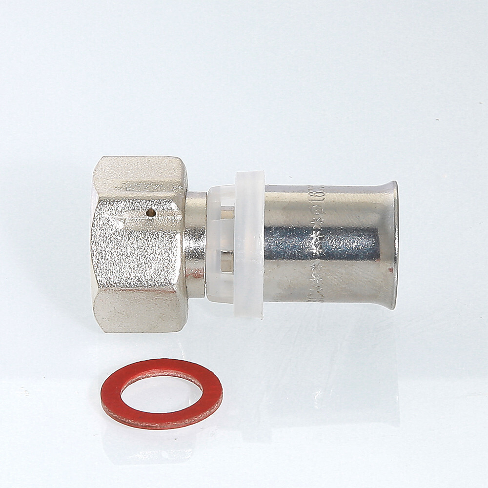 Пресс-фитинг VALTEC с накидной гайкой 16 мм х 1/2" (арт.VTm.222.N.001604)