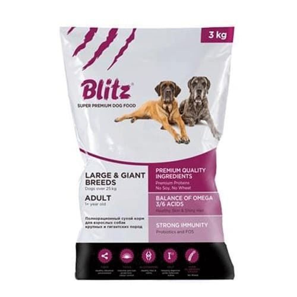 BLITZ 3кг ADULT LARGE&amp;GIANT BREEDS/корм для собак крупных и гигантских пород/