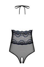 Кружевное черное боди с вырезом в интимном месте Oriens Teddy (42-44) (Цвет: черный, синий)