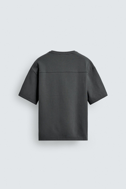ZARA ТОЛСТОВКА RELAXED FIT ИЗ ИНТЕРЛОКА, СЕРО-СИНИЙ
