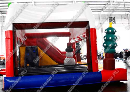 Коммерческий надувной батут "Рождественский" с крышей
