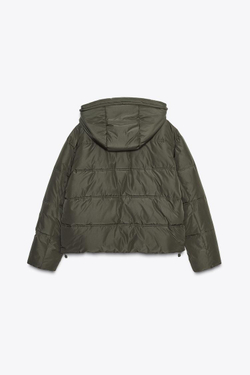 ZARA НЕПРОМОКАЕМЫЙ ВЕТРОЗАЩИТНЫЙ КОРОТКИЙ АНОРАК, ХАКИ