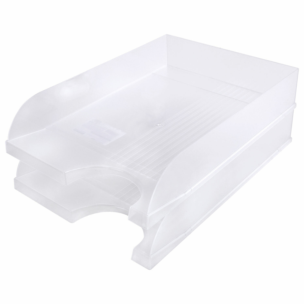 Лоток горизонтальный для бумаг BRAUBERG «Standard», 350×253×65 мм, прозрачный.