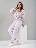 Костюм с брюками КБ-90М/бежмеланж-кофецветы