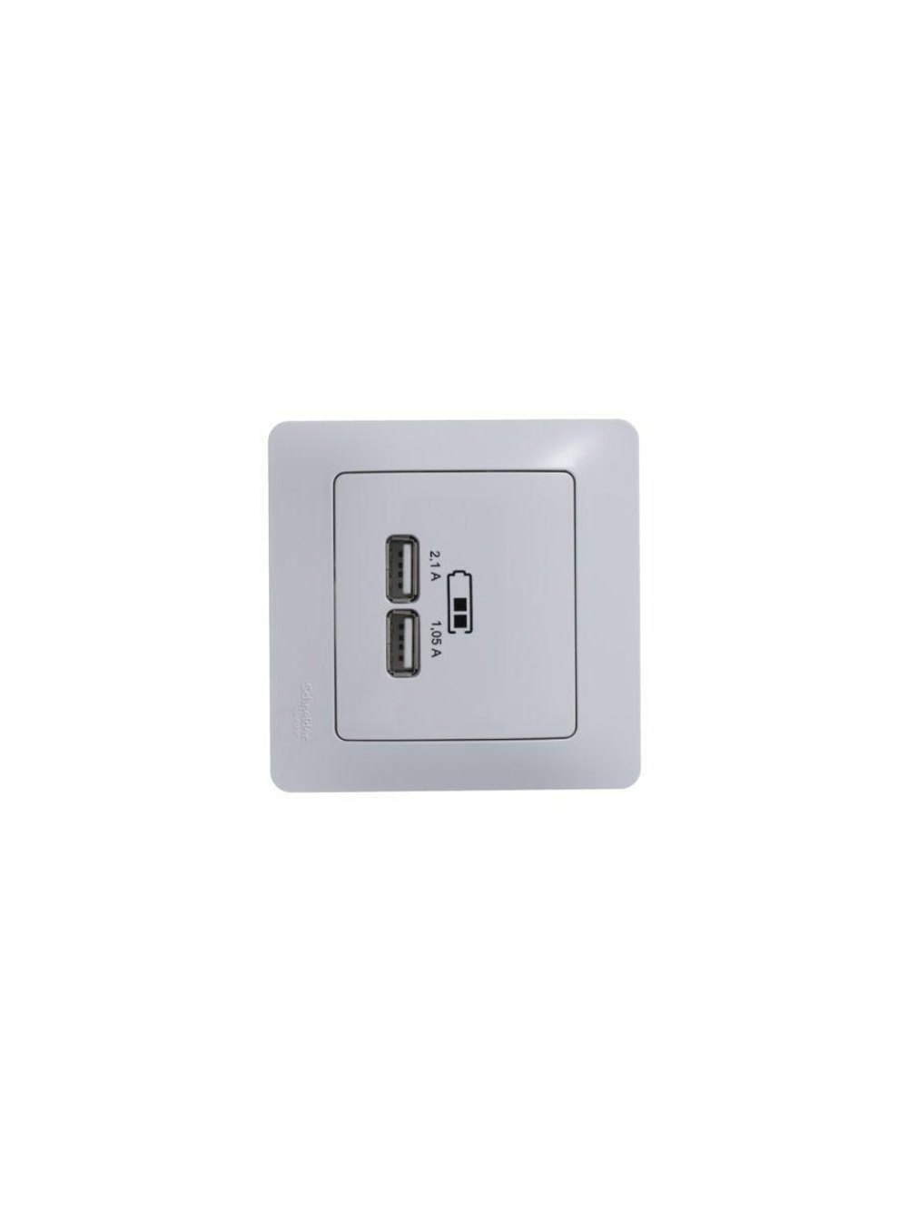 Розетка USB 2-м СП Glossa тип A+A 5В/2.1А 2х5В/1.05А механизм бел. SE GSL000133