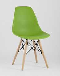 Eames Style DSW зеленый пластик, стальной каркас, натуральный массив бука
