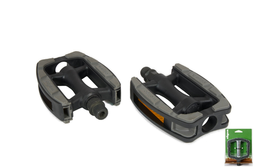 Педали Wellgo CITY пластиковые с эластомерными накладками, 99x63x25мм, резьба 9/16", шариковые подшипники, черные