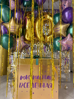 Воздушные шары яркие хром/ коробка сюрприз / шары с дождиком №42