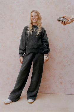 ZARA БРЮКИ WIDE LEG С ЭФФЕКТОМ ПОТЕРТОСТИ, СЕРЫЙ