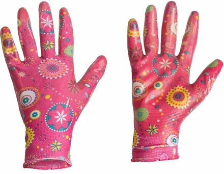 Перчатки хоз LISTOK нейлон с нитр.покр. розовый M 12/120