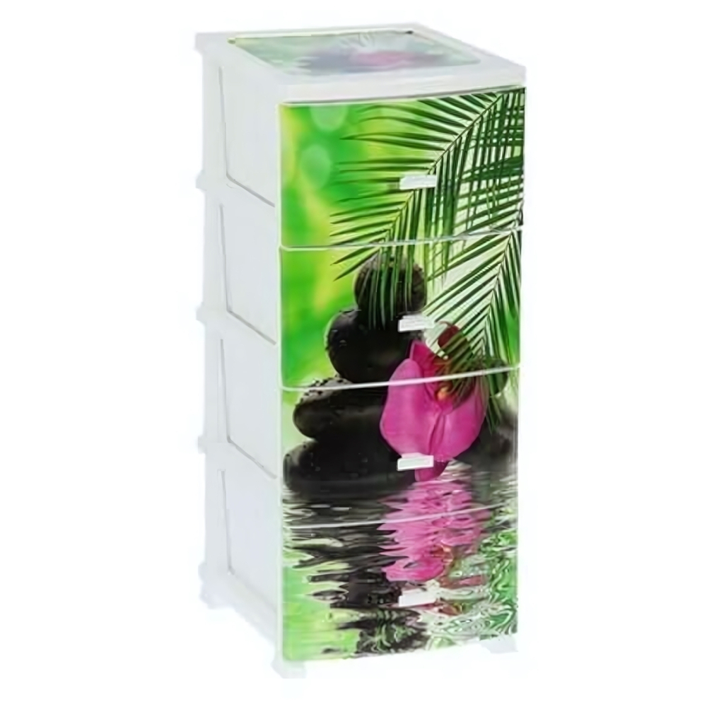 Комод ДЕКОР(моно рис) 4-х Орхидея белый РП-451